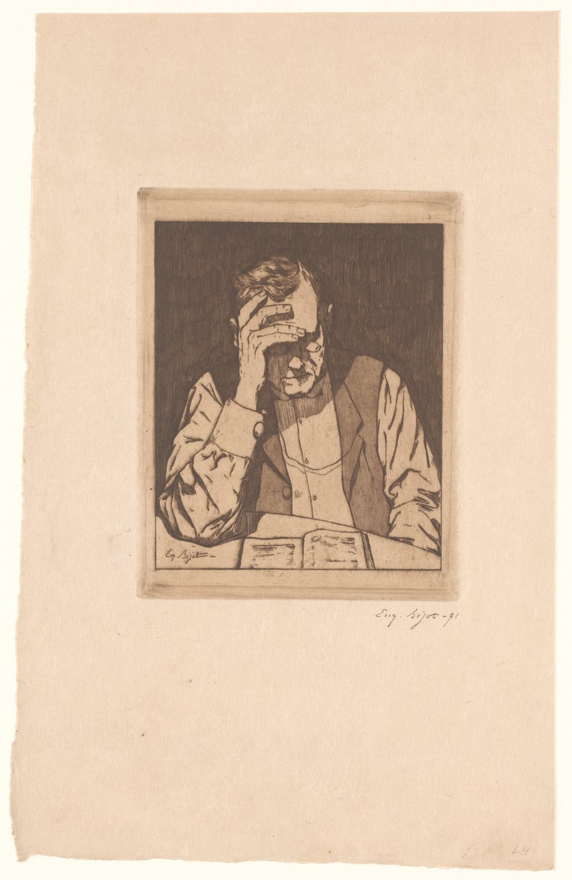 olvasó ember alkotó: Eugène Bejot (signed by artist)