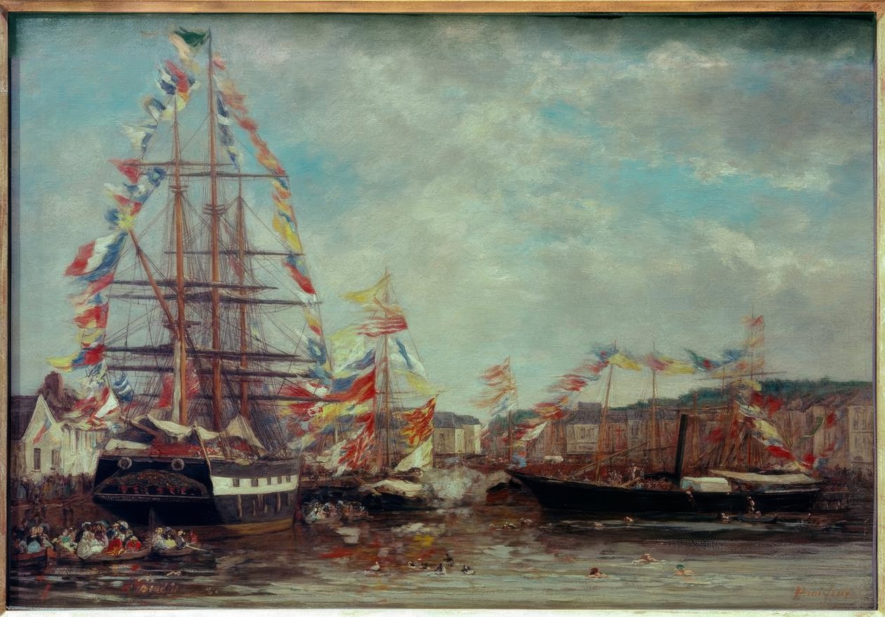 Fesztivál Honfleur kikötőjében alkotó: Eugene Louis Boudin