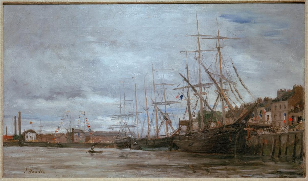 Kikötő vitorlás hajókkal alkotó: Eugene Louis Boudin