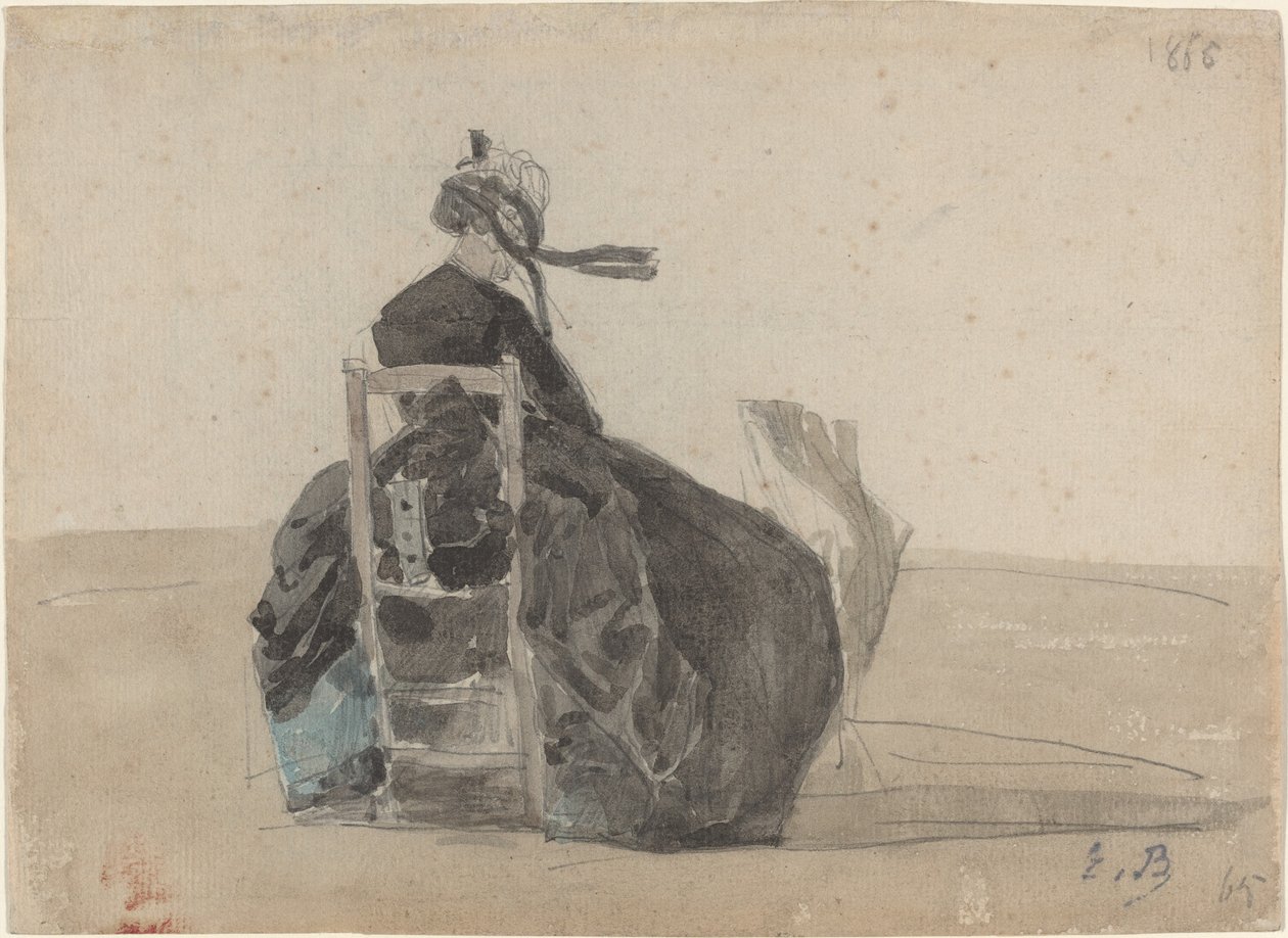 Ülő hölgy feketében, Trouville alkotó: Eugène Boudin