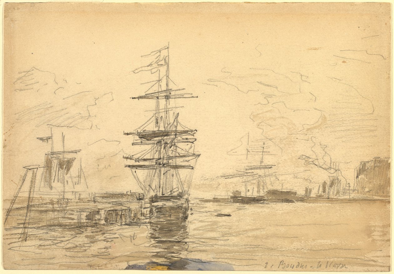 Hajók a kikötőben alkotó: Eugène Boudin