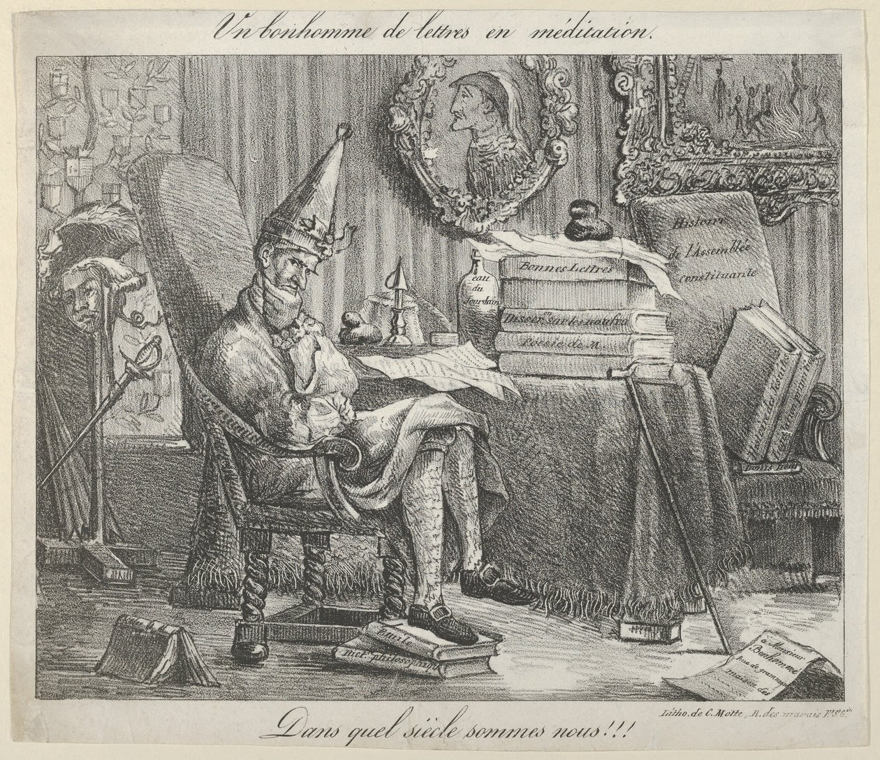 Meditáló irodalmár, 1821., 1821. alkotó: Eugène Delacroix