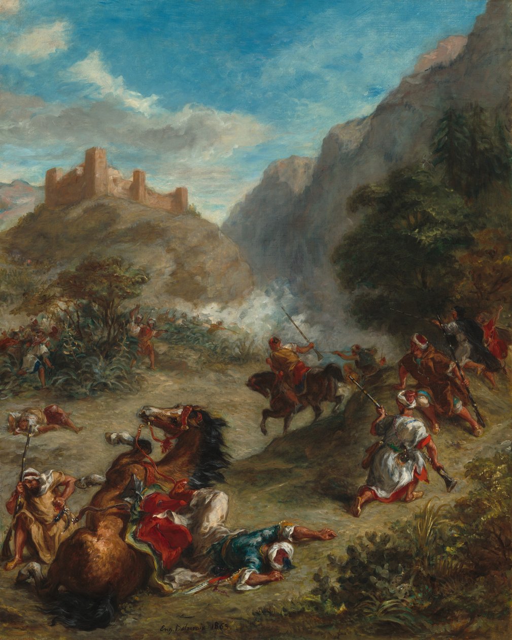 Arabok csatározása a hegyekben, 1863. alkotó: Eugène Delacroix