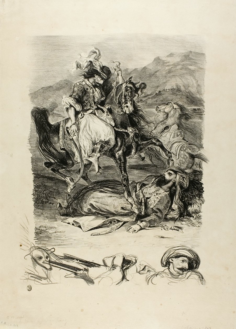 Harc Giaour és a pasa között alkotó: Eugène Delacroix