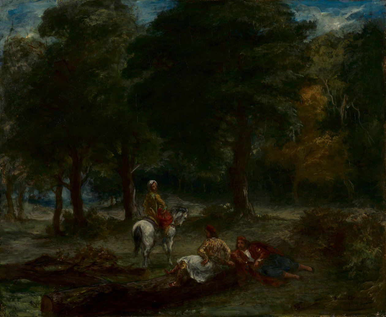 Görög lovasság emberei pihennek az erdőben alkotó: Eugène Delacroix