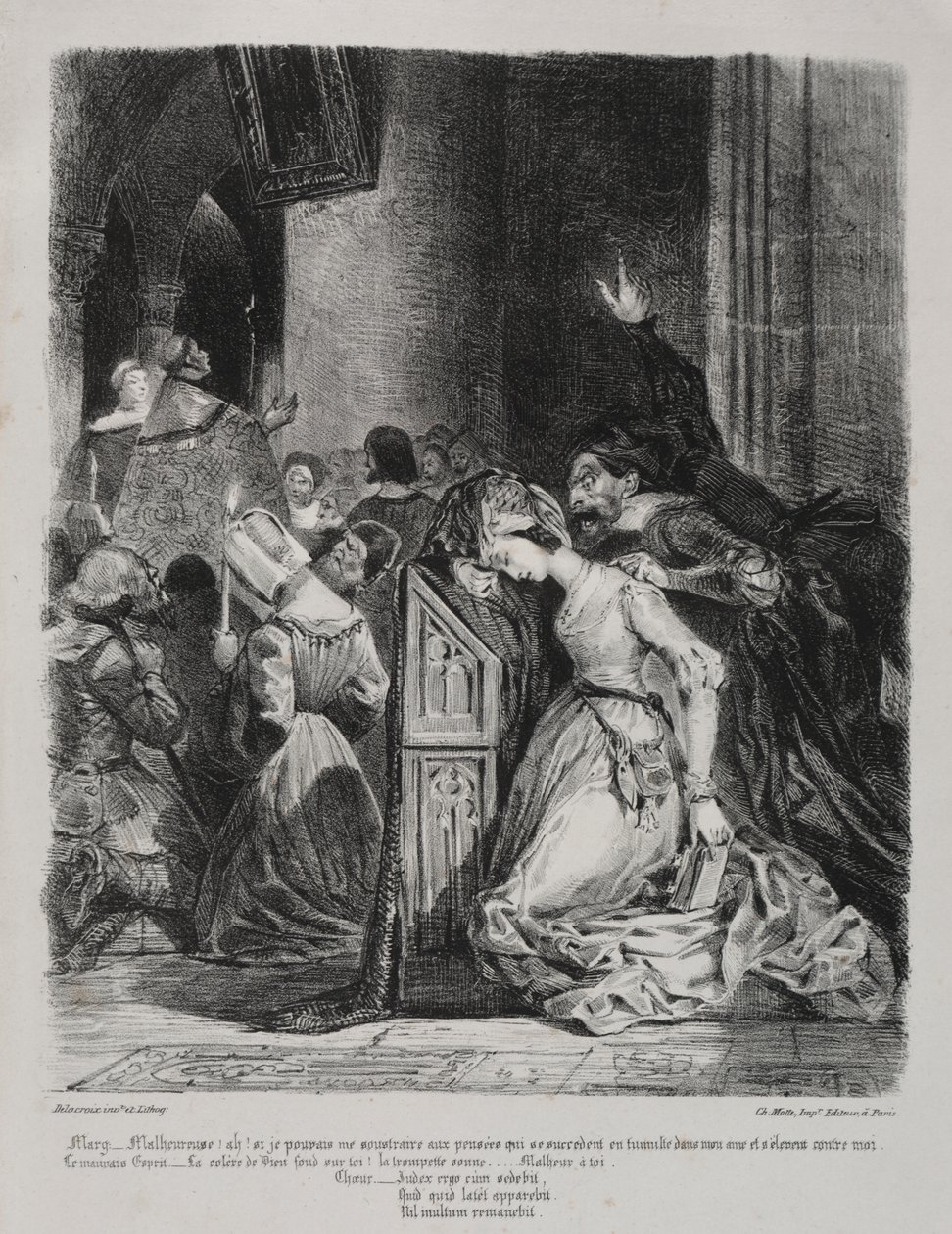 Illusztrációk Fausthoz: Marguerite a templomban alkotó: Eugène Delacroix