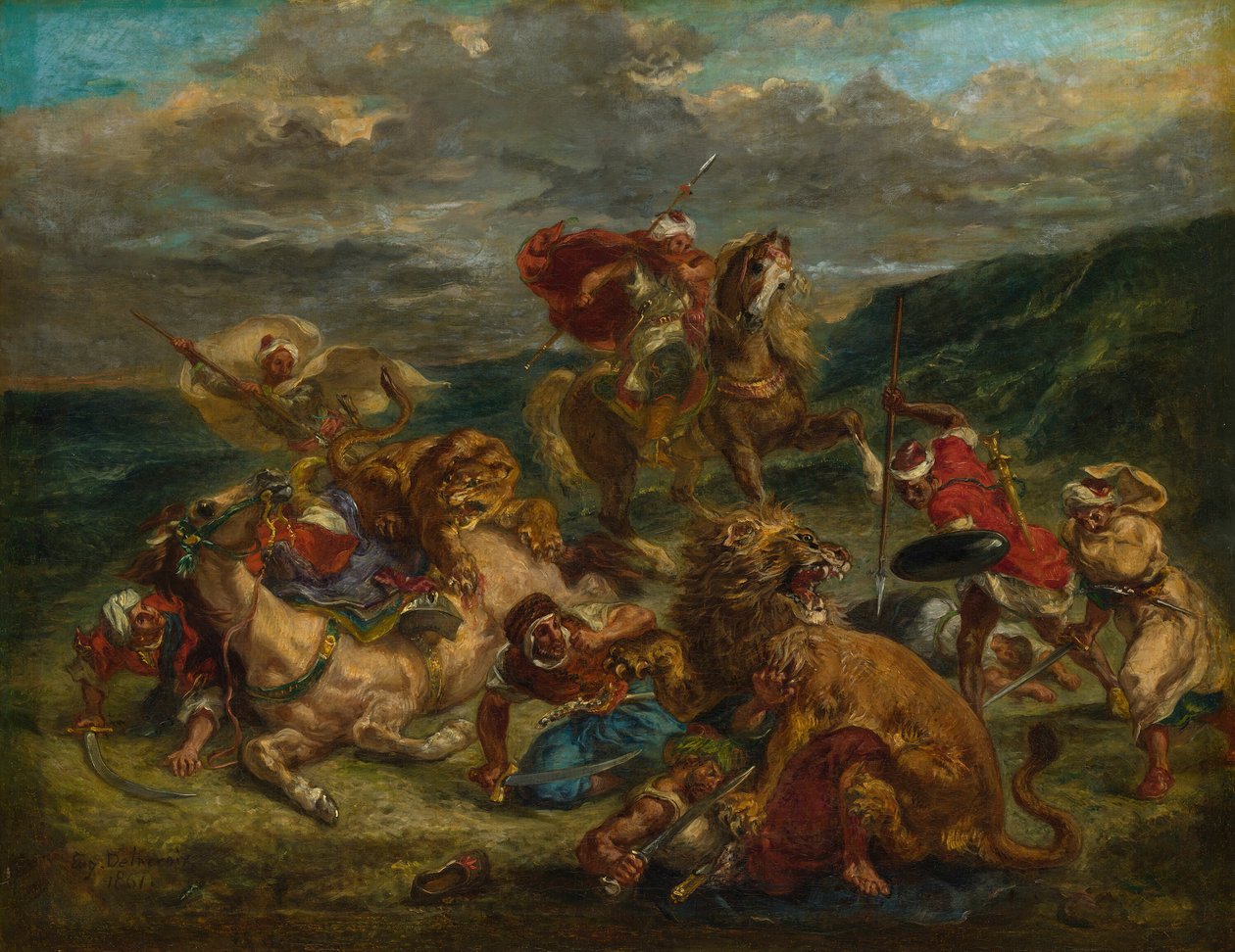 Oroszlánvadászat, 186061. alkotó: Eugène Delacroix