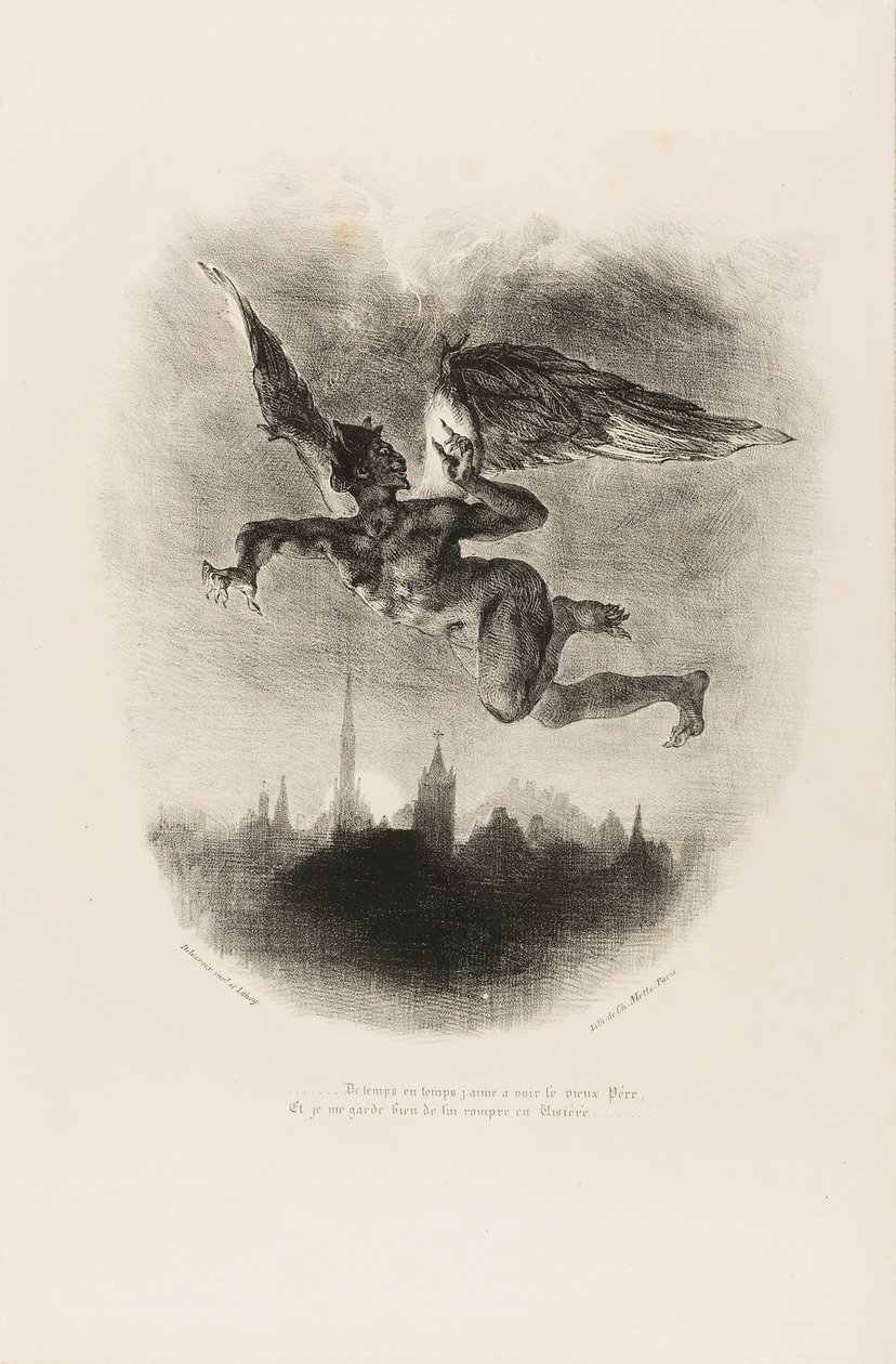 Mephistopheles Flying, a Faustból alkotó: Eugène Delacroix