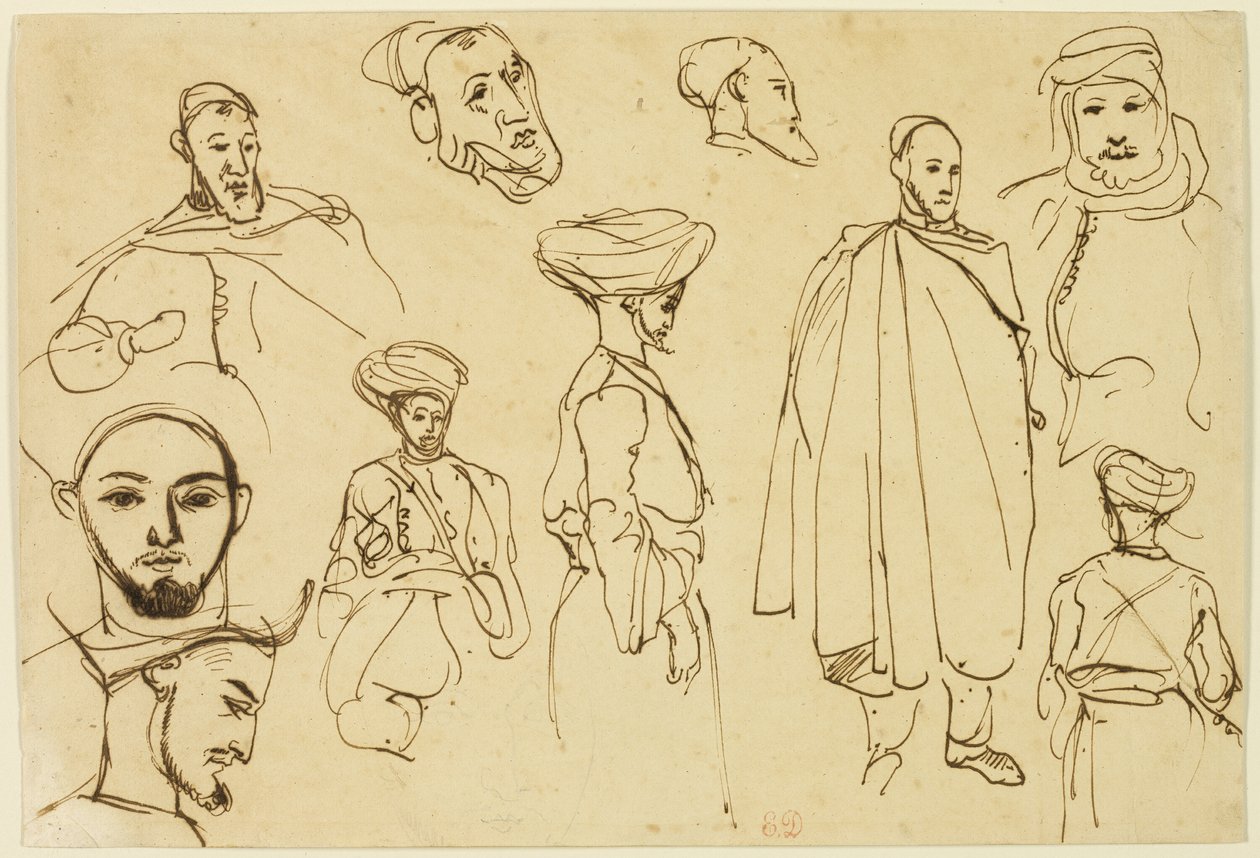 Vázlatok algériai férfiakról alkotó: Eugène Delacroix