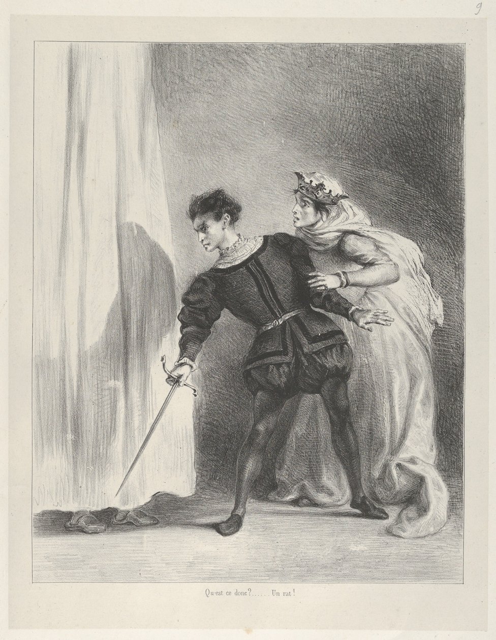 Polonius meggyilkolása, 1834-43., 1834-43. alkotó: Eugène Delacroix