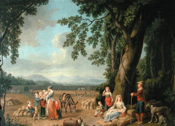 Szüreti jelenet I. Ferdinánddal (1503-64), feleségével, Cseh- és Magyarországi Annával és gyermekeikkel, 1620 körül. alkotó: European School