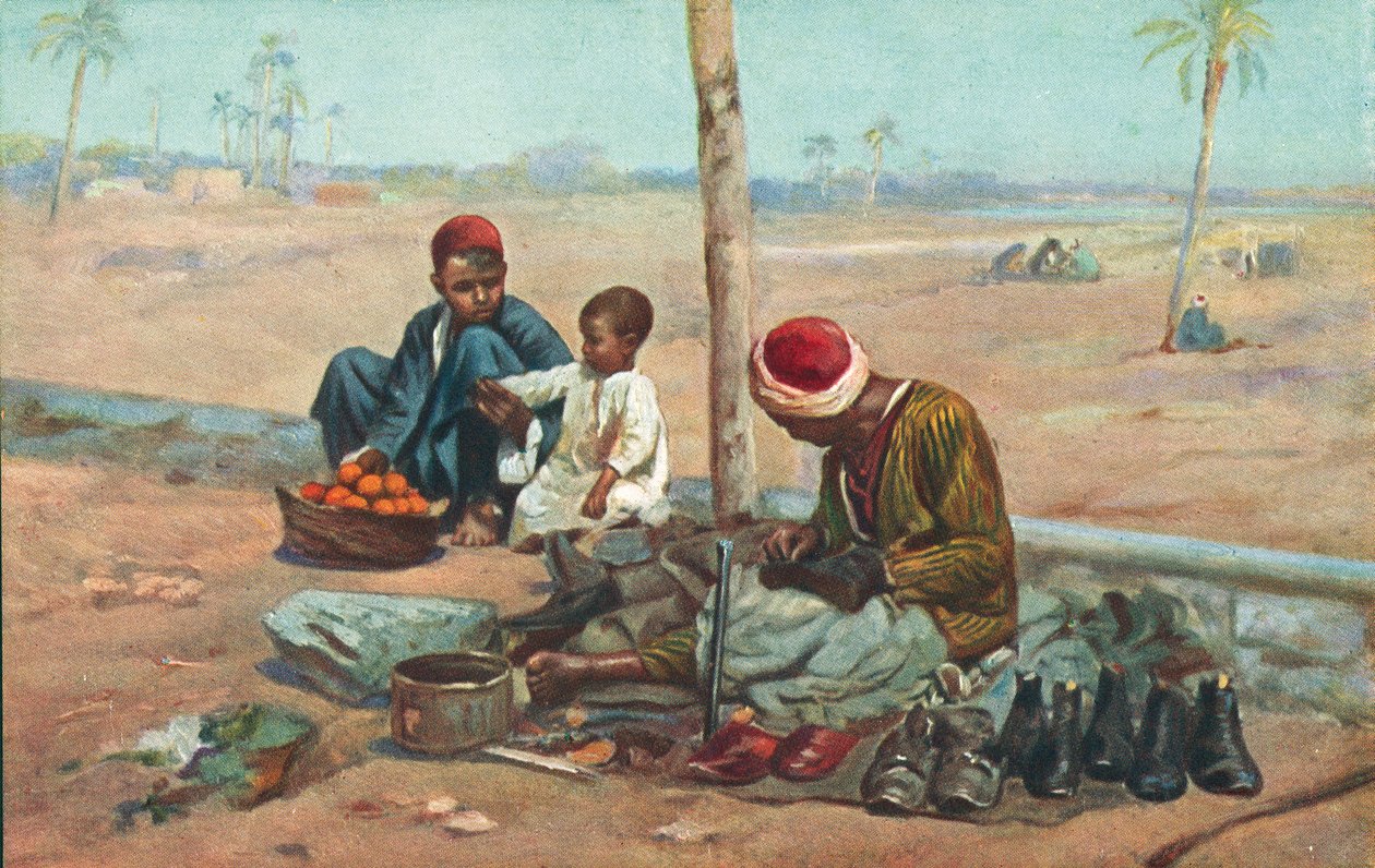 Suszter és gyerekek, Egyiptom (színes litográfia) alkotó: European School