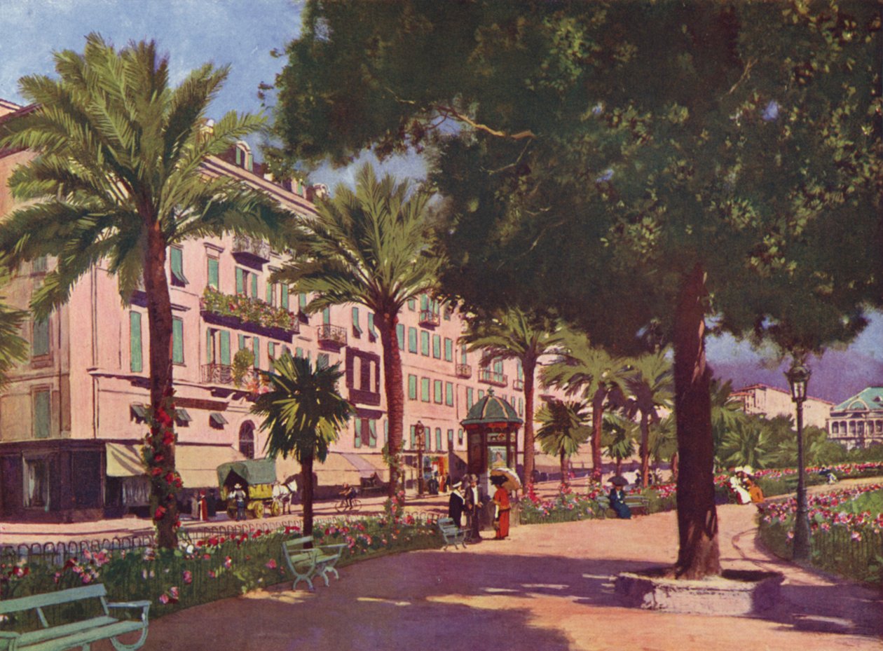 Nizza, Avenue Massena (színes litográfia) alkotó: European School