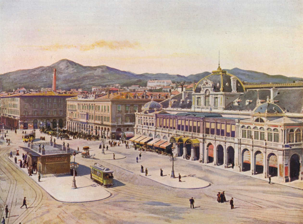 Nizza, Place Massena (színes litográfia) alkotó: European School
