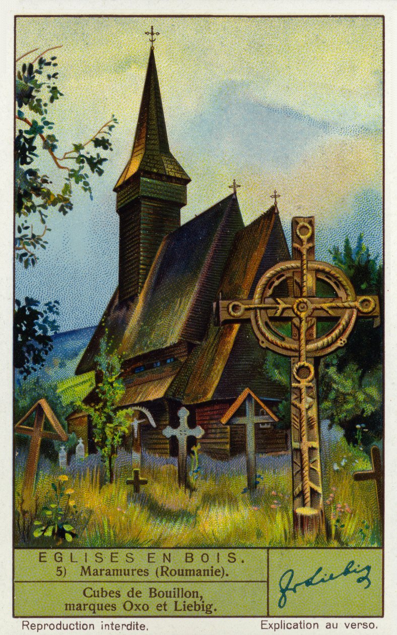 Fatemplom, Máramaros, Észak-Románia (chromolitho) alkotó: European School