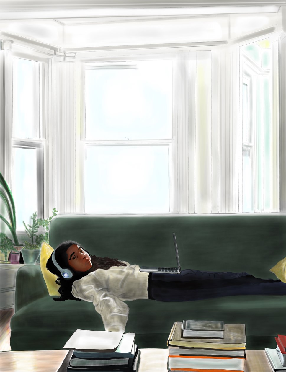 Ava On Couch, Brooklyn (digitális művészet) alkotó: Evan Sklar