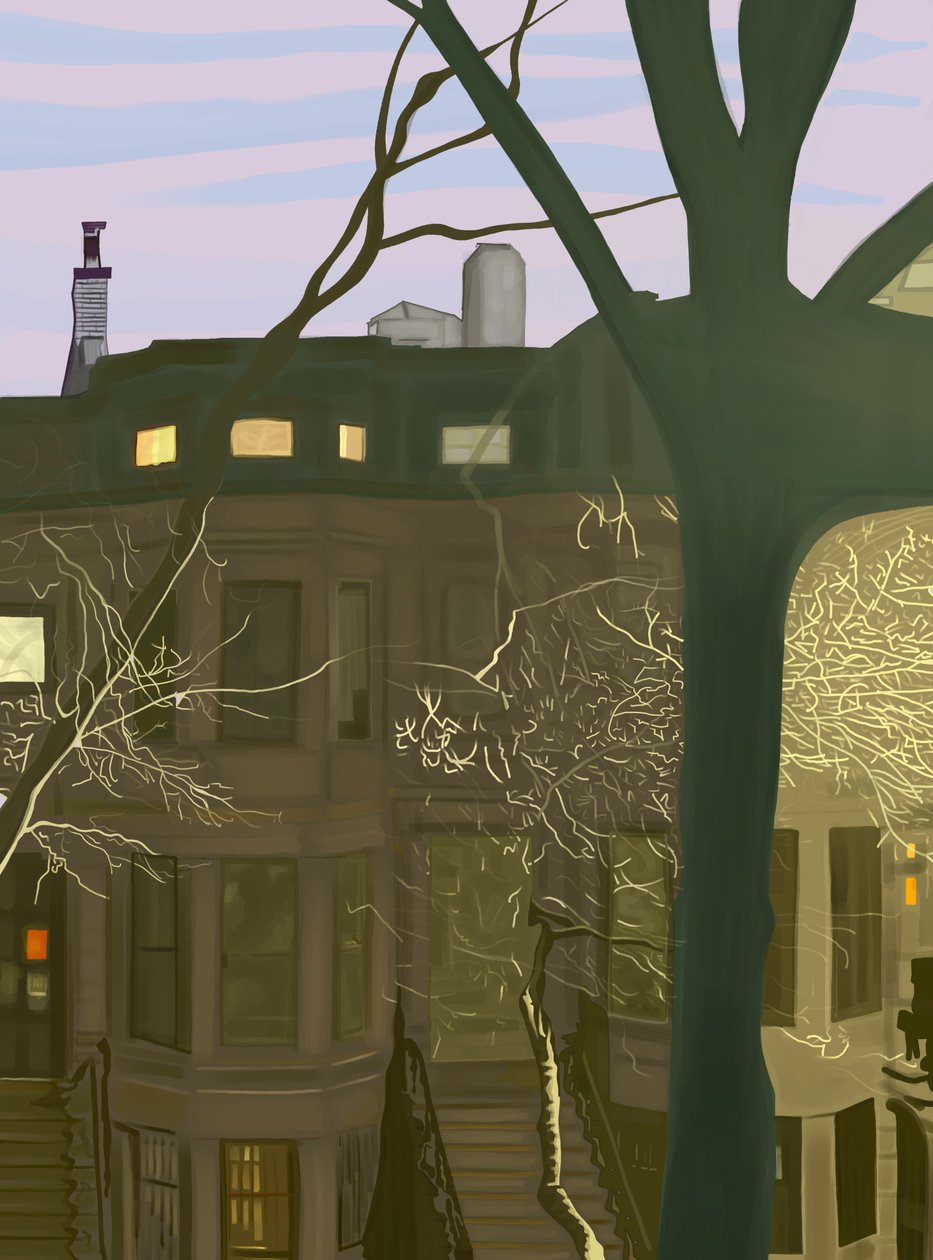 Brownstone At Night (digitális művészet) alkotó: Evan Sklar