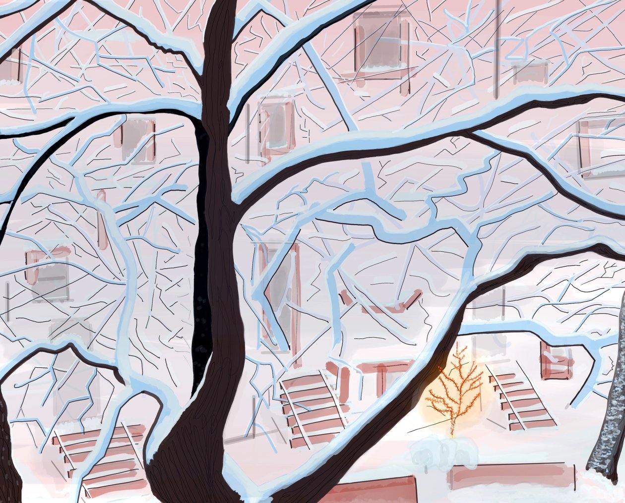 Brownstones In Snow , Brooklyn (digitális művészet) alkotó: Evan Sklar