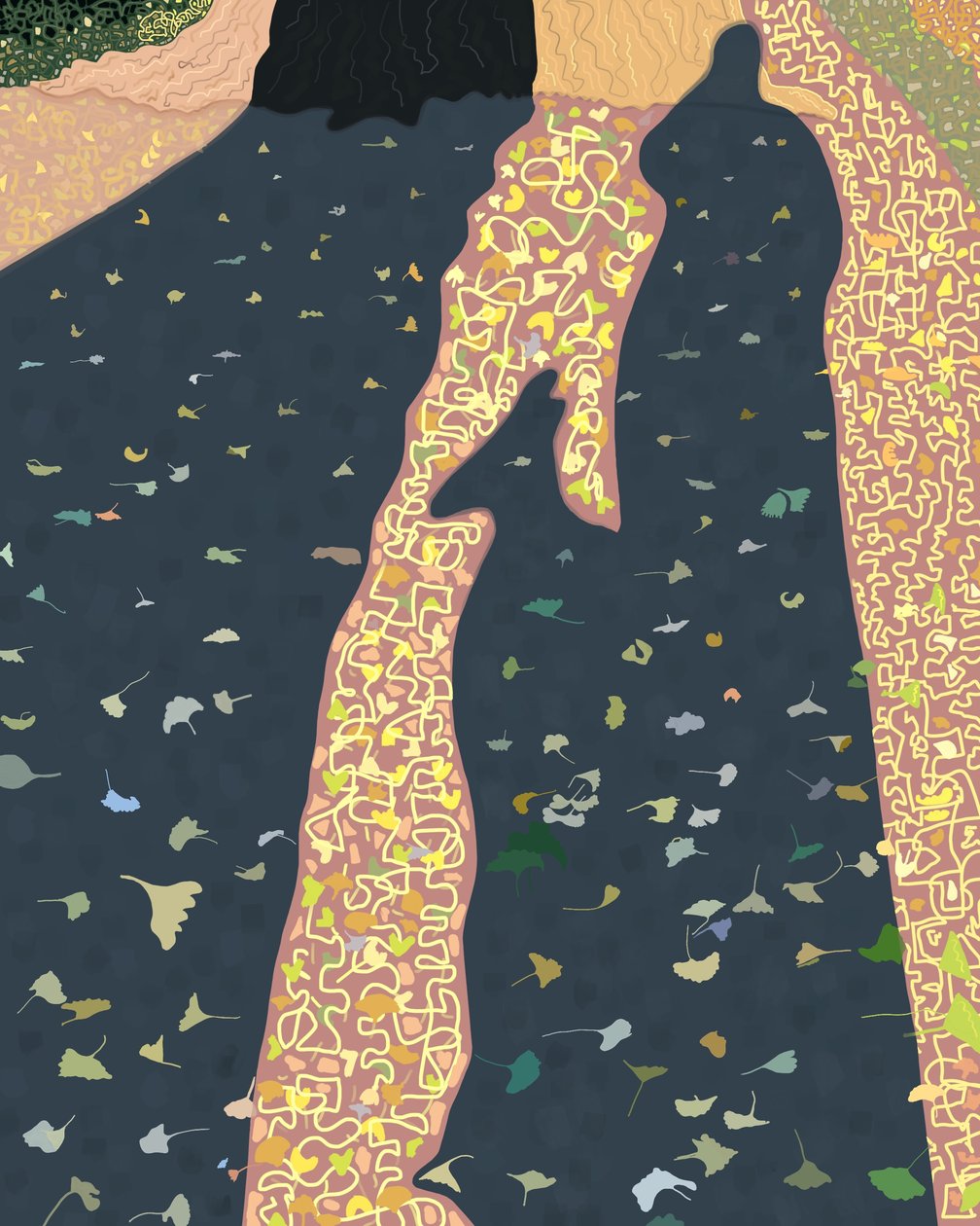Ginko levelek és árnyékok, Brooklyn (digitális művészet) alkotó: Evan Sklar