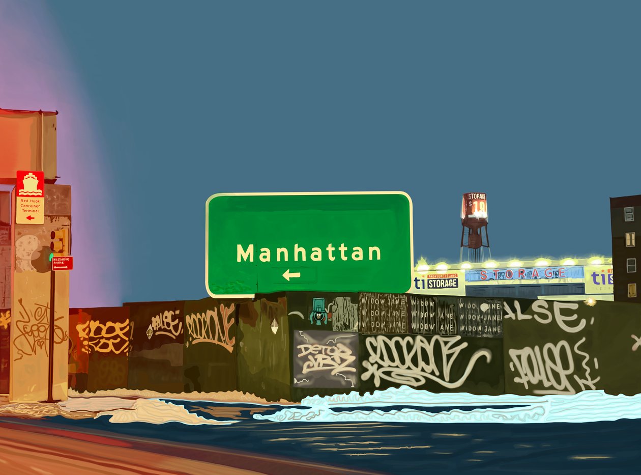 Hamilton Avenue Exit, Brooklyn (digitális művészet) alkotó: Evan Sklar