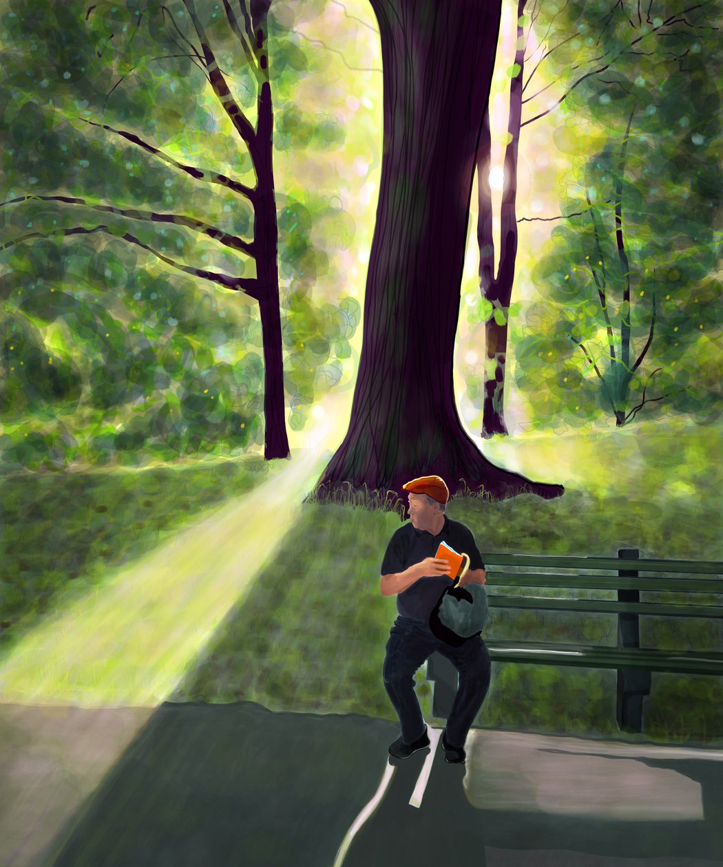 Man Reading In Park, Brooklyn (digitális művészet) alkotó: Evan Sklar