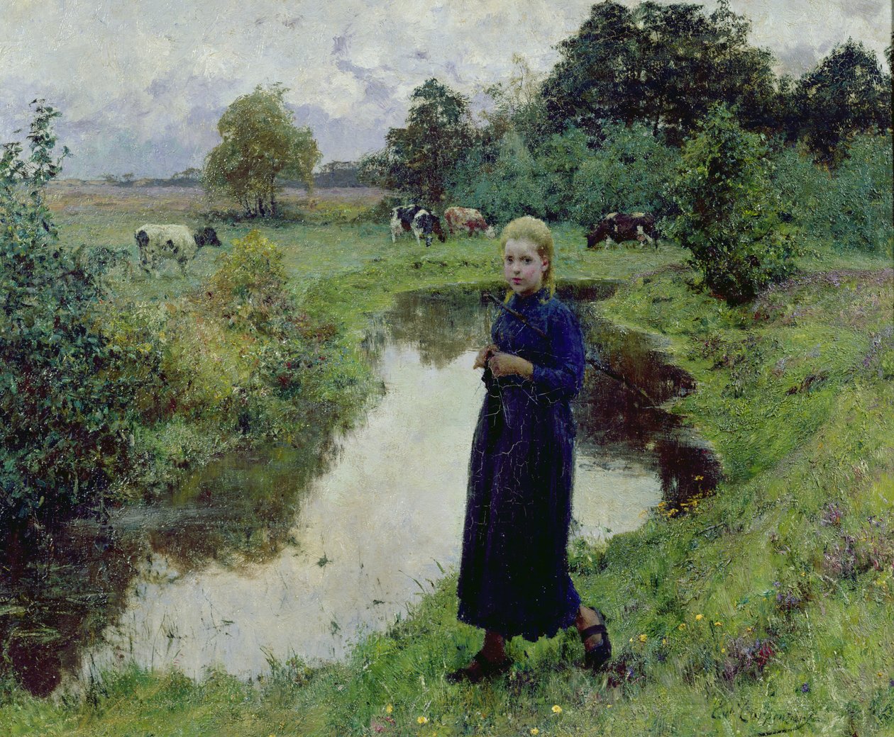 Fiatal lány a mezőkön, alkotó: Evariste Carpentier