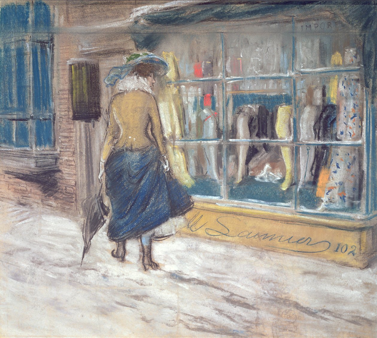 Window Shopping (pasztell, papír) alkotó: Everett Shinn