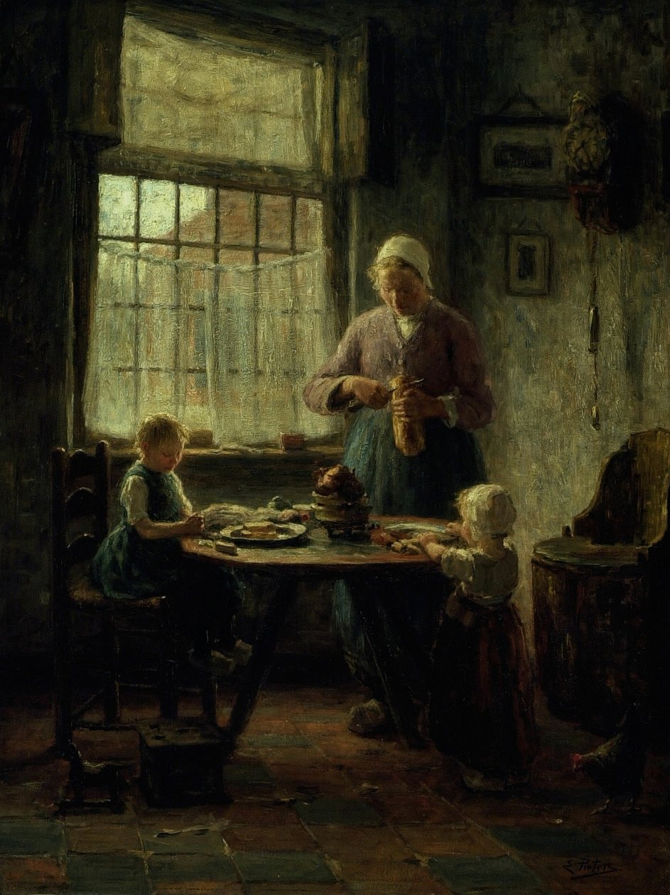 Családi étkezés, 1890-es évek. alkotó: Evert Pieters