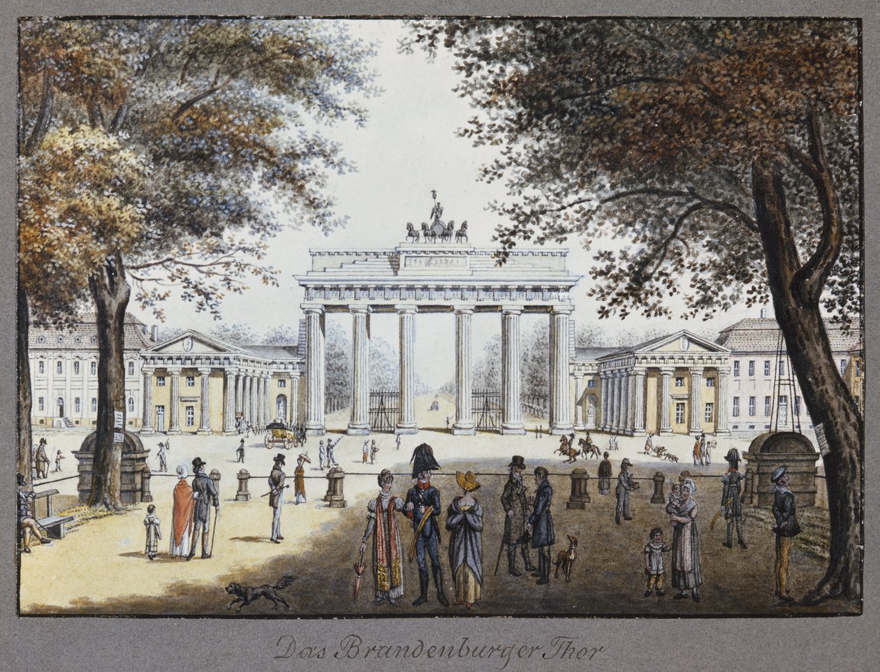 A Brandenburgi kapu, Berlin (toll, tinta és WC papíron) alkotó: F.A. Calau