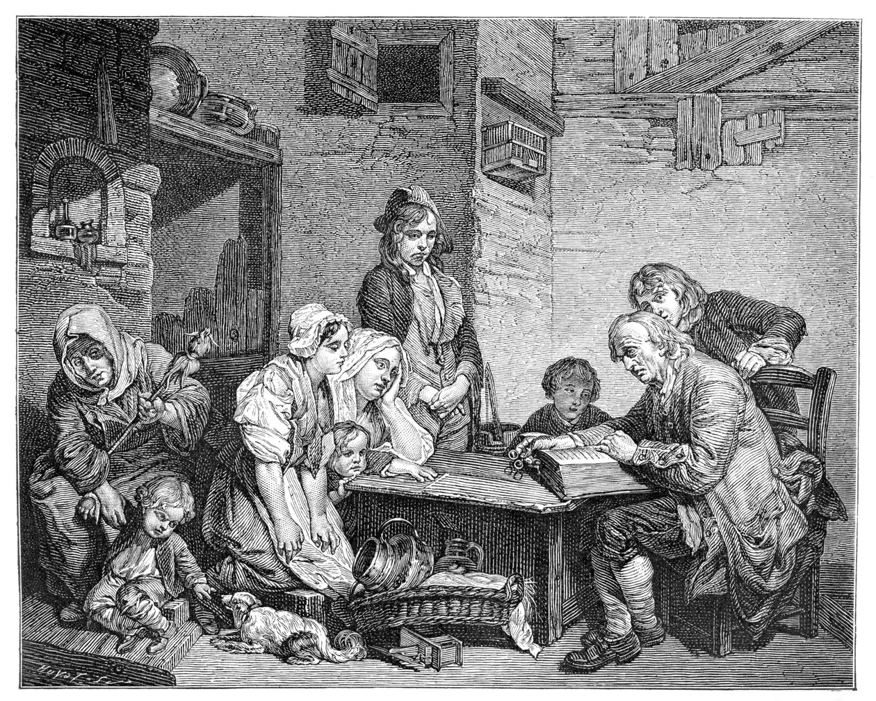 „Biblia olvasása, 1885. alkotó: FV Martens