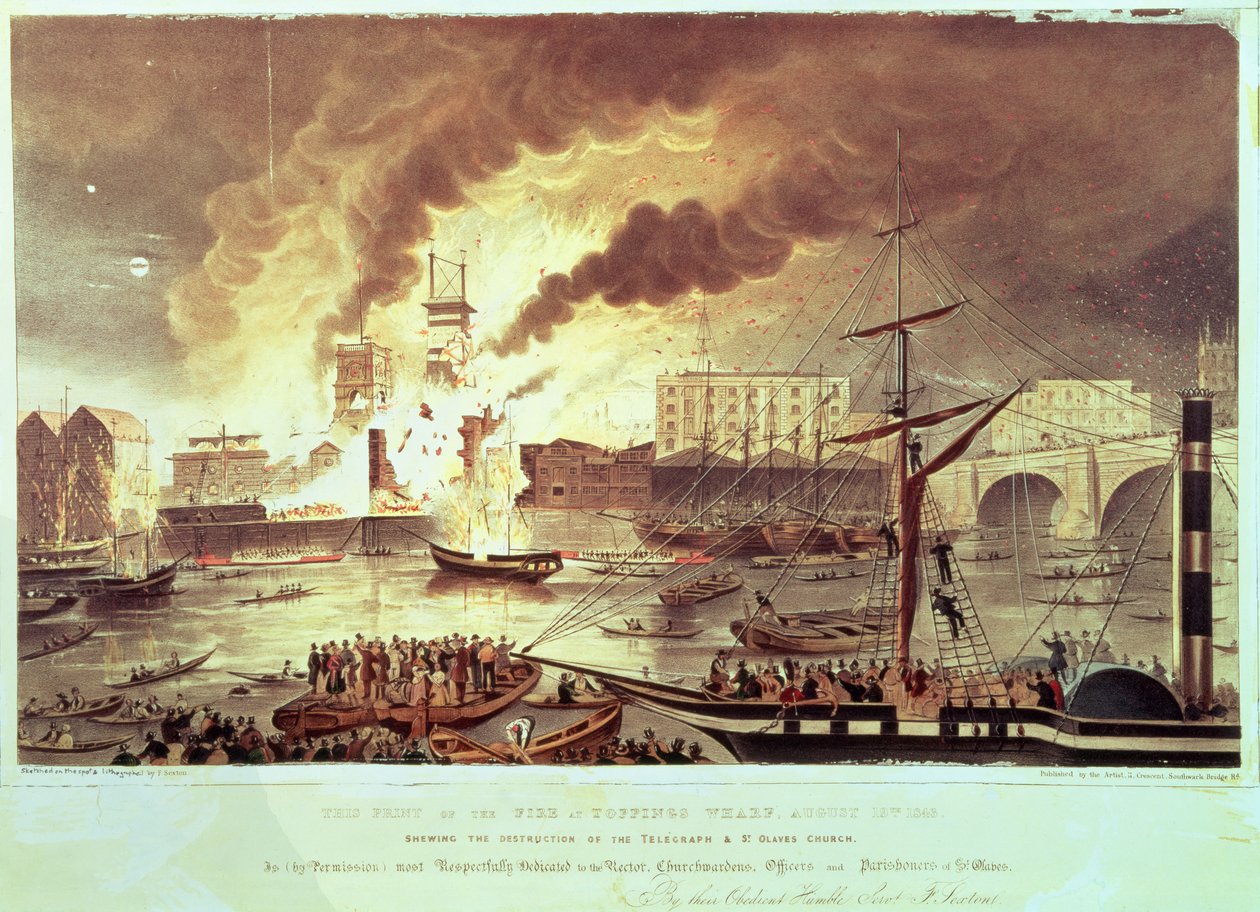 Toppings Wharf Fire, 1843 alkotó: F. Sexton