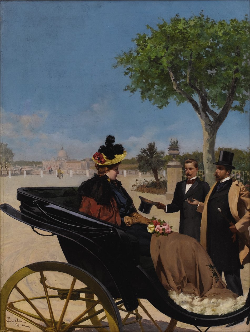 Érkezés a Villa Borghesébe, 1878. alkotó: Fabio Cipolla