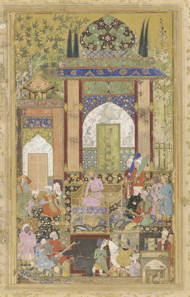 Babur udvarmestert fogad, 1580-85 alkotó: Farrukh Beg