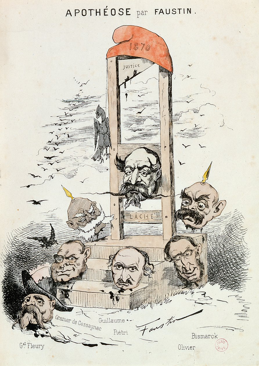 III. Napóleon (1808-73), Otto von Bismarck (1815-98) és I. Vilmos császár (1797-1888) karikatúrája alkotó: Faustin