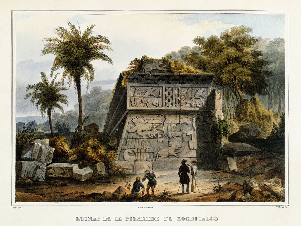 Xochicalco piramisának romjai, 1839? alkotó: Federico Mialhe