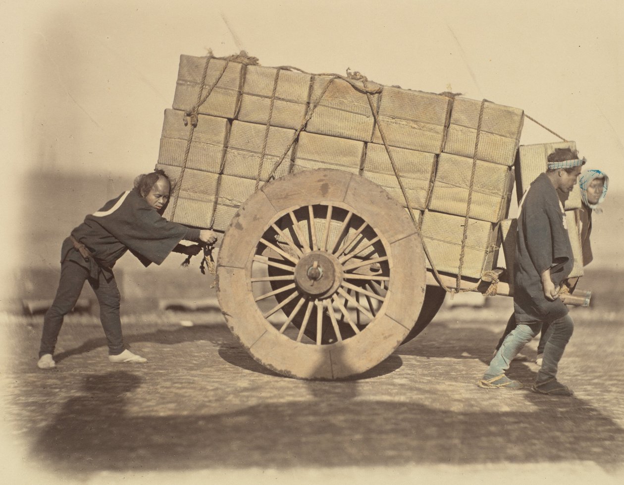 Shariki, vagy Cart-Pushing Coolies, kb. 1860. alkotó: Felice Beato