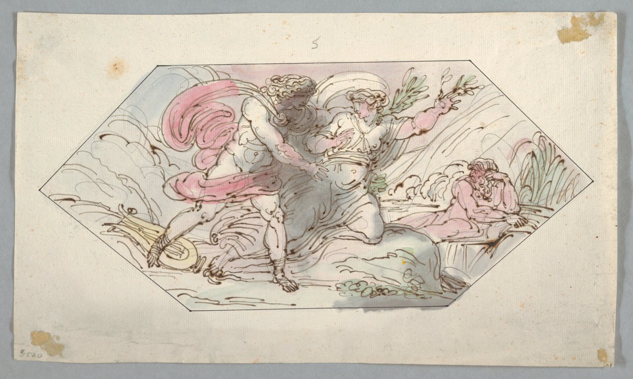 Rajz, Apolló és Daphne, 1796-98 alkotó: Felice Giani