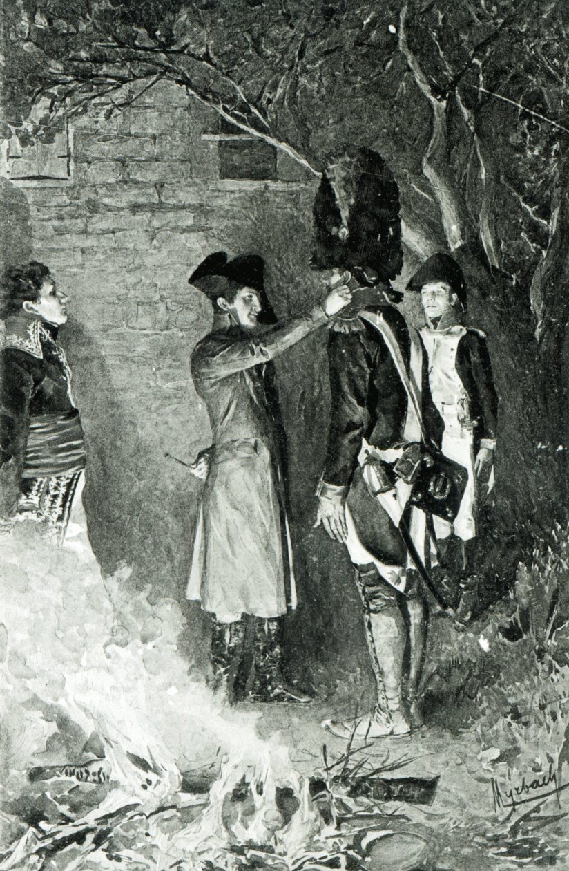 Napóleon és Coignet (nyomatnyomás) alkotó: Felicien baron de Myrbach Rheinfeld