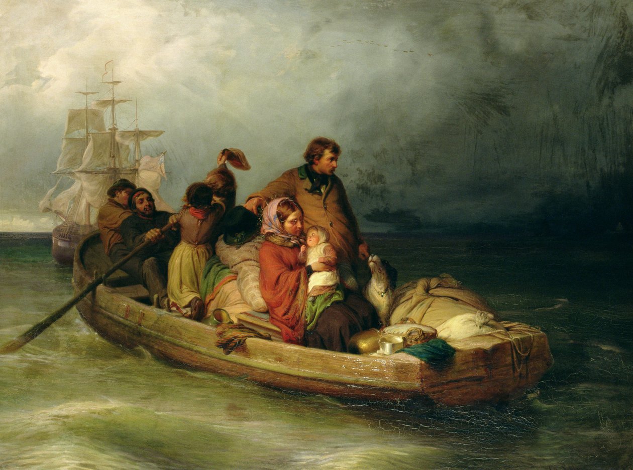 Emigráns utasok a fedélzeten, 1851 alkotó: Felix Schlesinger