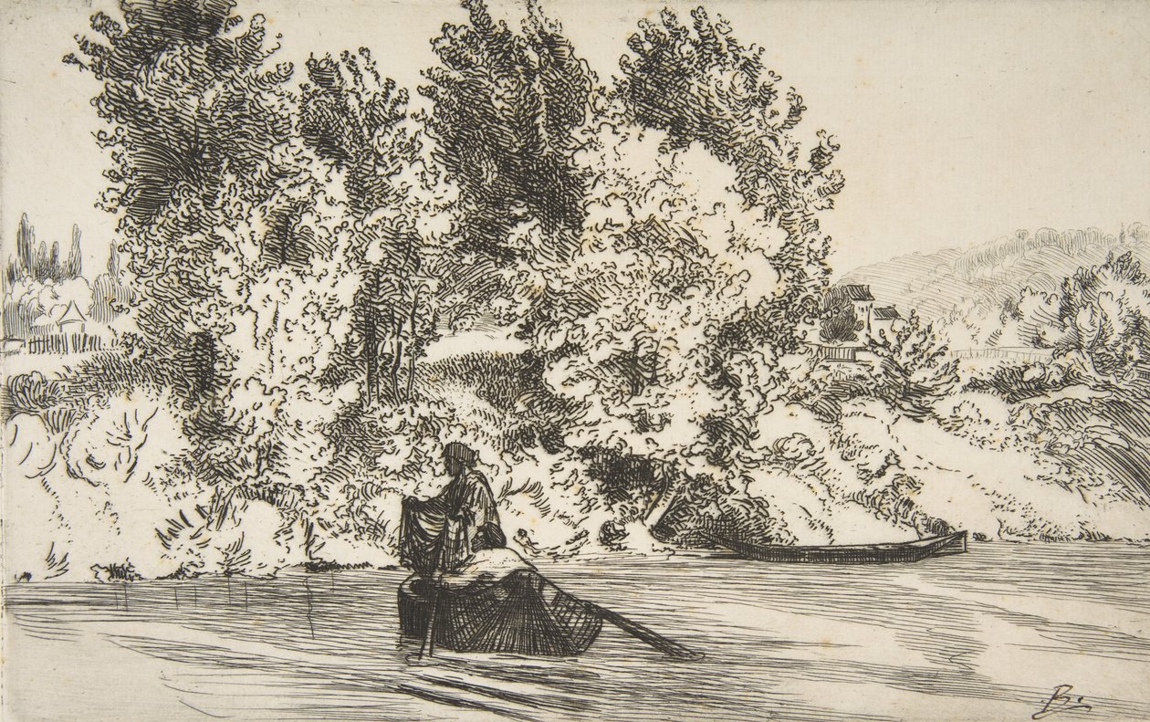 Halász hálóval, 1868. alkotó: Felix Bracquemond