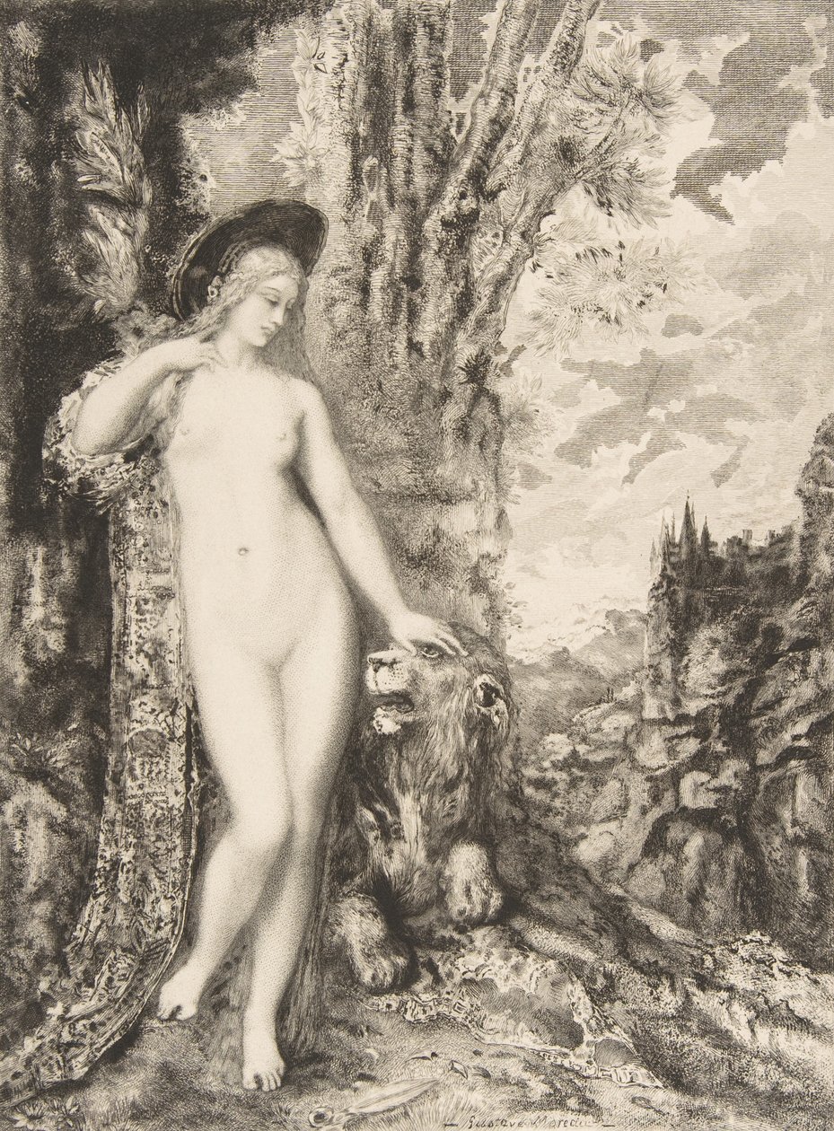 A szerelmes oroszlán, 1886. alkotó: Felix Bracquemond