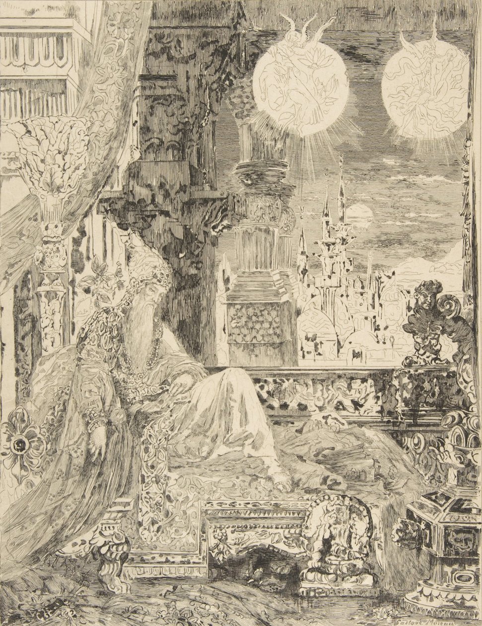 Egy mogullakó álma, 1886. alkotó: Felix Bracquemond