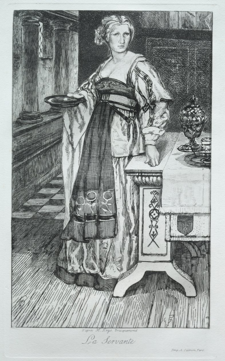 A szolgálólány, H. Leys nyomán alkotó: Felix Bracquemond