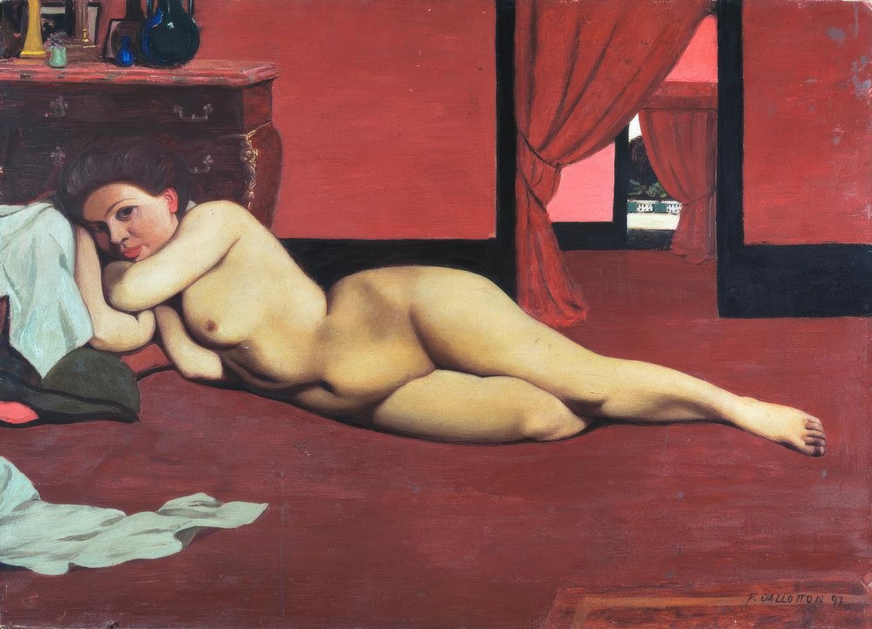 Akt a vörös szalonban alkotó: Felix Edouard Vallotton