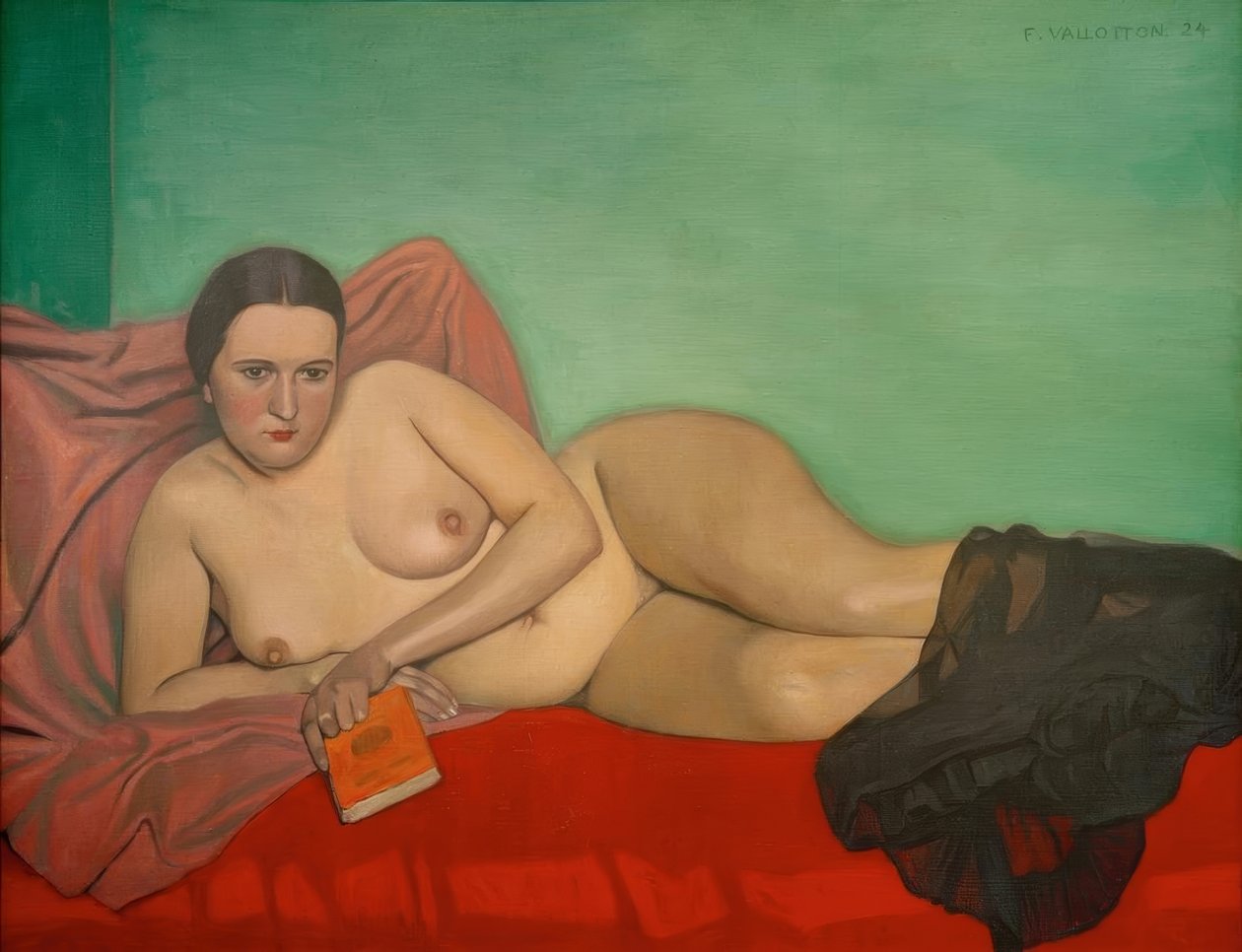 Meztelen nő kezében egy könyv alkotó: Felix Edouard Vallotton