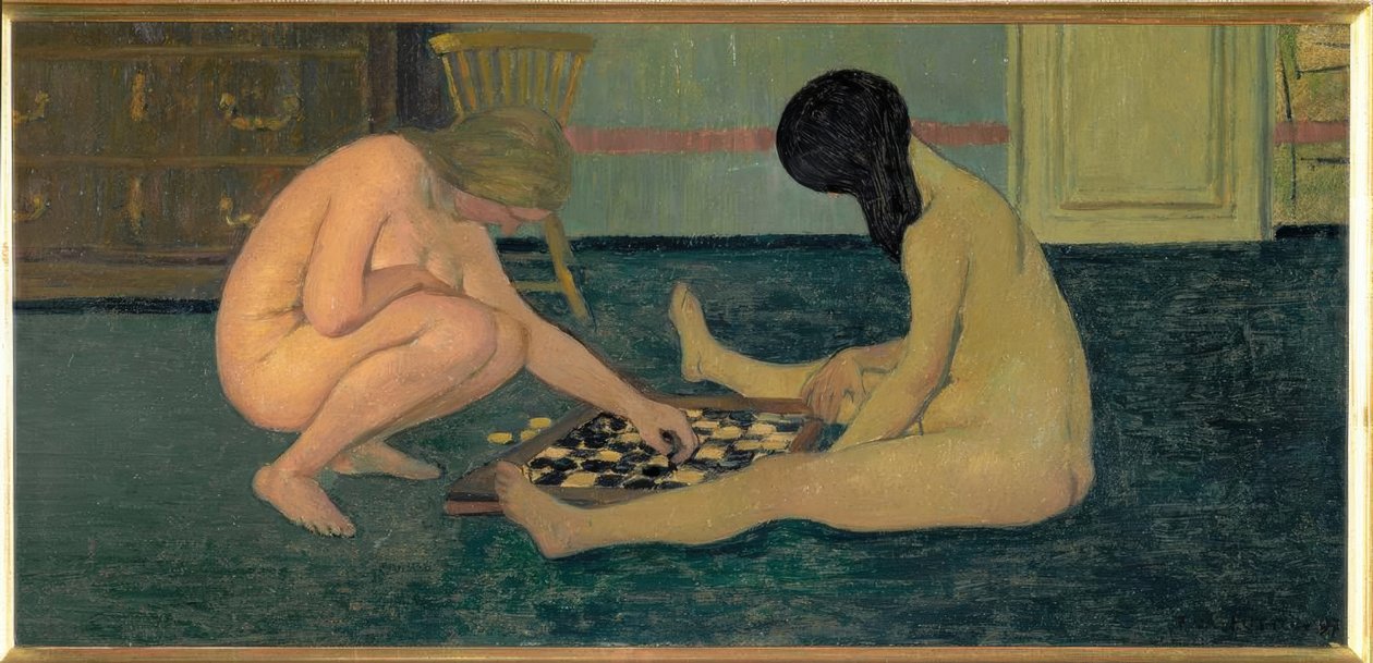 Meztelen nők dámát játszanak alkotó: Felix Edouard Vallotton
