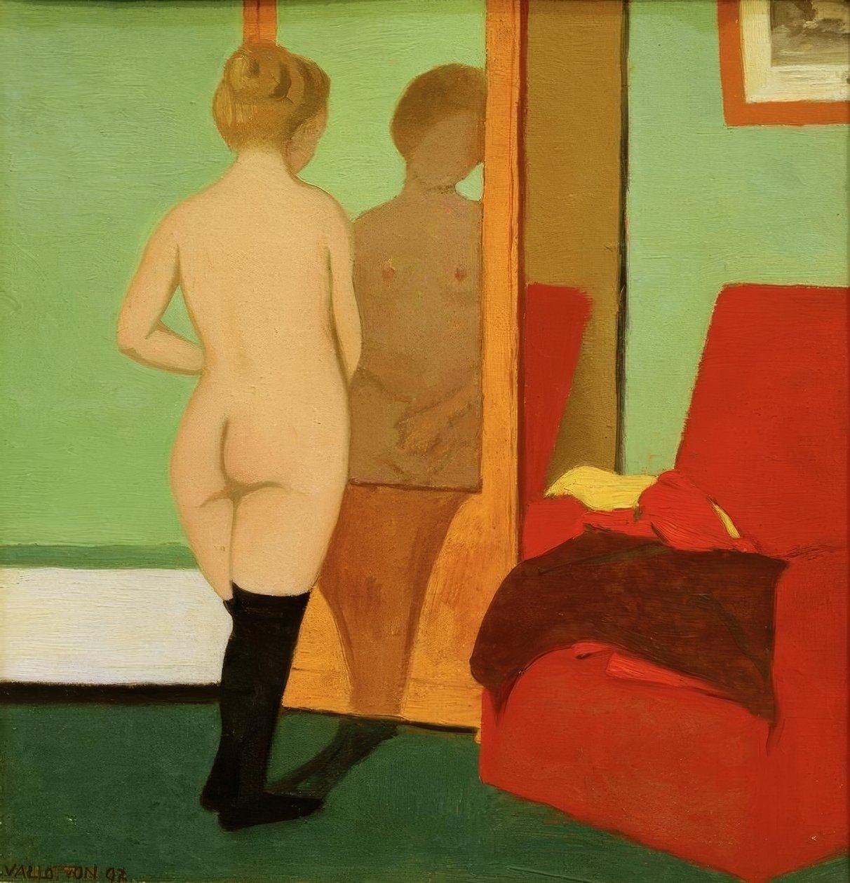 Női akt egy tükörszekrény előtt alkotó: Felix Edouard Vallotton