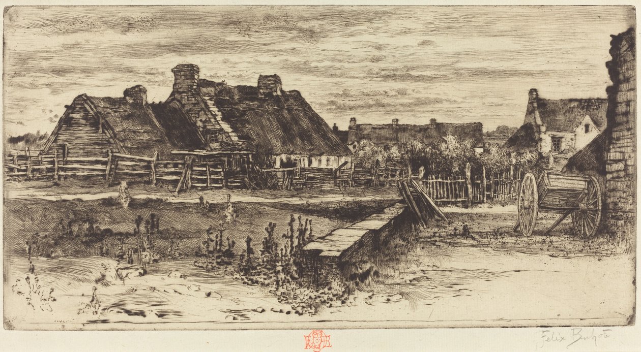 A nagy kunyhók, 1881. alkotó: Felix Hilaire Buhot