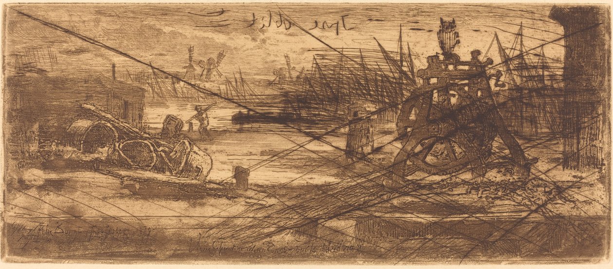 Egy régi udvar Rochesterben, 1879. alkotó: Felix Hilaire Buhot