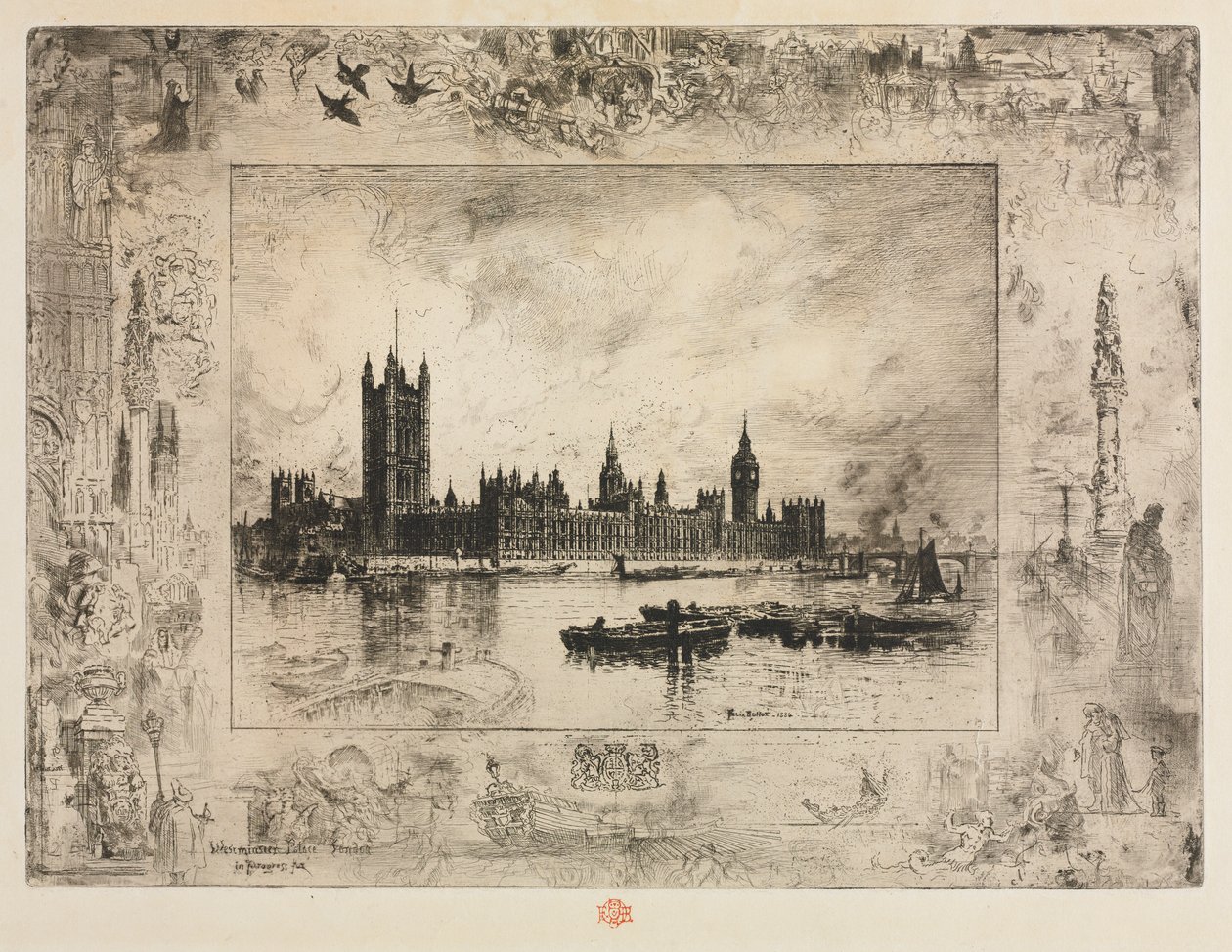 Westminster Place, 1884. alkotó: Felix Hilaire Buhot